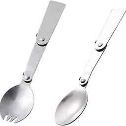 Enakshi® Stainless Steel Folable Spork Spoon Fork Travel Camping Utensil Cutlery A|Sporting Goods | Outdoor Sports | Camping & Hiking | Camping Cooking Supplies | Camping Cooking Utensils-picture-26