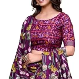 Multicolour Women's Tussar Silk With Foil Print And Ikkat Print Lehenga choli Set-picture-22