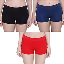 lorliva Pack of 3 Women's Full Comfortable Cotton Lycra Blend High Rise Pull On Free Size Boy Short Panty (Multicolor 1, 6 & 7) - A1602-picture-20