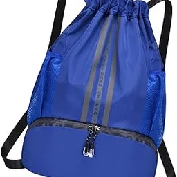 Drawstring Backpack Shoulder Bags Women Rucksack for Street Backpacking Blue S-image-29