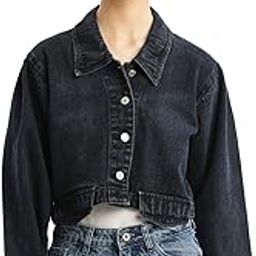 showoffff SHOWOFF Women's Oversized Navy Blue Crop Denim Jacket-GZ-5557_NavyBlue-picture-6