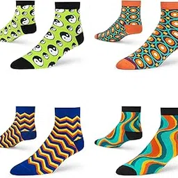 dynamocks Men's and Women's Combed Cotton Ankle Length Socks (Pack of 4) (Multicolour, Free Size)-picture-12