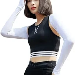 Dressify® - Women/Girls Summer Outdoor Sports Activity Running Fishing Cycling Sun UV Protection Ice Silk Shawl Cuff Sunblock Arm Sleeves- White-picture-29