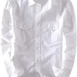 tb trybuy.in Exclusive Designer Linen Solid Casual White Double Pocket Shirt for Men-picture-34