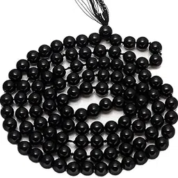 Shree Shyam Gems and Jewellery Akik Mala Agate Haqiq Hakik Mala 108 Beads Jap Japa Mala- 6mm, Black-image-9
