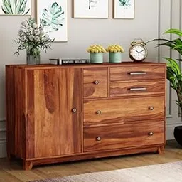 ISHIKA FURNITURE Solid Sheesham Wood Wooden Chest of Drawers with 5 Drawer Storage | Multipurpose Storage Cabinet Rack for Bedroom Home Living Room (Design 8, Honey Finish)-picture-22