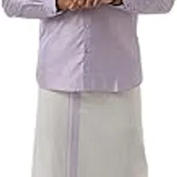 uathayam Divine Elite Men’s Full-Sleeve Shirt with Matching Single Dhoti Set | Premium Art Silk & Tissue Traditional Ethnic Wear for Weddings, Festivals & Pooja-picture-12