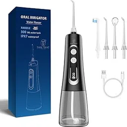 TTFM Dental Electric Water Flosser for Teeth Gums Braces, Dental Portable Flosser, 9 Pressure Modes, 300ml Tank Capacity, Rechargeable IPX7 Waterproof Teeth Cleaner-image-28