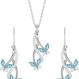 clara 925 Sterling Silver Butterfly Pendant Earring Chain Jewellery Set | Rhodium Plated, Swiss Zirconia | Gift for Women & Girls-picture-52