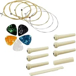 Imaginea Acoustic Guitar String Set with Saddle and Nut – Steel Strings for Acoustic Guitar with Bridge Saddle and Nut Replacement Kit – Ideal for Repair, Upgrade, or String Change-image-17