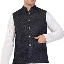 malik's kurta king Men's Banarsi Rayon Cotton Bandhgala Festive Nehru Modi Jacket Waistcoat : Multiple Colors-picture-21