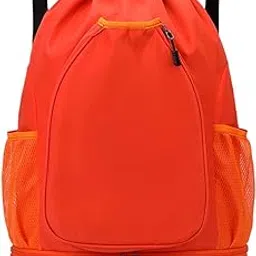 enakshi (label) Basketball Backpack Bag Folding Racketcarry Bag for Volleyball Travel orange|Clothing, Shoes & Accessories | Mens Accessories | Backpacks, Bags & Briefcases image 1