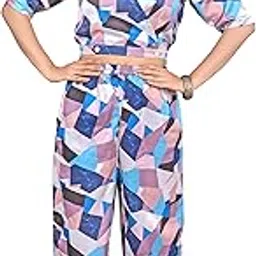 kaajal by vidhi Women's Geometric Print Modal Satin Top and Trouser Set-picture-57