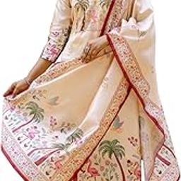 vredevogel Women's Beads Embroidered Viscose Assam Silk Kurta Pant Set with Printed Dupatta | Festive & Casual Ethnic Kurta Sets for Women-picture-1