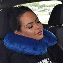 ZAPTVI Velvet Unisex U-Shaped Neck Rest Pillow – Pure Microfiber Travel Cushion, Comfortable Support for Neck & Head – Blue-picture-22