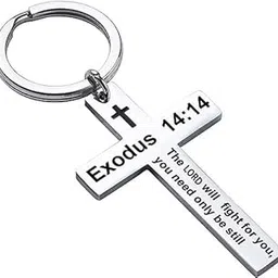 Father's Day Gifts - Cross Keychains Stainless Steel Religious Key Rings Bible Verse Keychain Jewelry-image-75