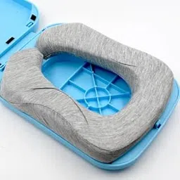 Portable Travel Neck Pillow with Case, Grey and Blue,Foldable Soft Nap Doughnut Pillow – Slow-Rebound, Portable Head Cushion for Kids & Office, 10.5cm Height-picture-51
