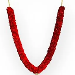 CROWNNIMREET Handmade Artificial Flower Garland Mala For Photo Frame And God Idol, Artificial Moti Garland Decorating Flower Mala Pooja Room (Red, 20 Inch)-picture-31