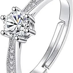 peora Sterling Silver Plated Crystal Solitaire Ring for Women Girls-picture-39