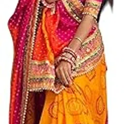 yashika Women Art Silk Bandhani Printed and Embroidery Lace Saree with Unstitched Blouse Piece_AZ-YS-OG1-KARWA YELLOW-picture-43