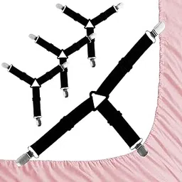 MUGATH Bed Sheet Straps, Adjustable Bands, Elastic Holder Clips, 3-Way Mattress Fasteners, Sofa Cushion Grippers, Bedding Corner Holders (4pcs, Black)-picture-19