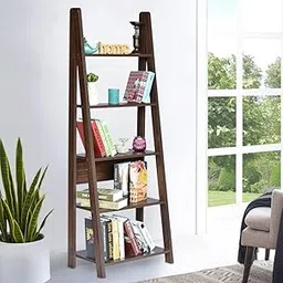 Furniture Plank Reno Engineered Wood Ladder Book Shelf and Display Unit (Dark Accasiya Brown) DIY(Do-It-Yourself)-picture-15