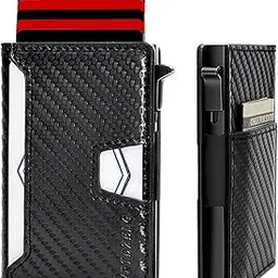 mrtdzeng Slim Wallet for Men, RFID-Blocking Men's Wallet, Pop-up Smart Minimalist Wallet, Aluminum Credit Card Holder, Carbon pattern black, Smart Wallet for Men, Slim Wallet for Men,thin-picture-22