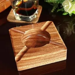 Larze Handmade Squar Wooden Cigrette Ashtray Outdoor Indoor-5.11 inches Ash-tray and Great Gifts for Cigarette Lovers Set of 1 image 1
