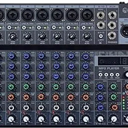 kh 10 Channel Professional Audio Mixer Console 8 XLR + 2 Mono,2 XLR Output,2 Aux Input Sound Board 99 DSP Independent 48V Phantom Power, BT, USB Audio Interface for Studio Stage Party Home Recording-picture-17