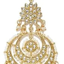 i jewels 18K Gold Plated Traditional Kundan Studded with Pearls Maang Tikka for Women/Girls-picture-41