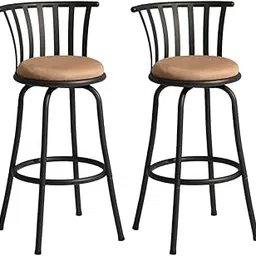 Set of 2 Bar Chairs 29 Inch Seating Height Swivel 360 Degree Cushioned Seat Comfortable Footrest with Backrest (2, 29 Inch)-picture-22