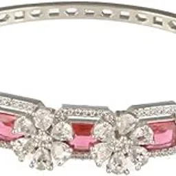 saraf rs jewellery White Plated Ruby Red Delicate Luxe Floral Cuff Bangle Bracelet-picture-38