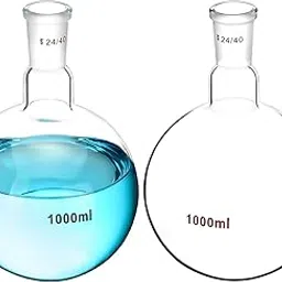 QWORK 1000ml Borosilicate Glass Boiling Flask with 24/40 Standard Taper Outer Joint, Single Neck Round Bottom, 2 Pack-picture-14