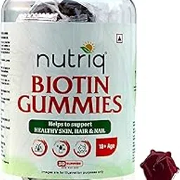 Nutriq Biotin Gummies with Marine Collagen, Vitamin E, Hyaluronic Acid & Grape Seed Extract | Hair, Skin & Nail Support | Non-GMO | Gelatin-Free | Gluten-Free | Bubblegum Flavor | 30 Count | 18+ image 1