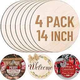 4 Pack 14 Inch Wood Circles for Crafts, Acejoz Round Wood Plywood Circles Unfinished Wood for Craft, Wood Discs for Door Hanger, Wood Burning, Painting and Christmas Decorations-image-26