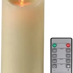 LTETTES SINGLE (H-6"x D-3") LED Real Wax Cup Pillar Flameless Electric Candles With Flickering Faux Wick, Ivory- AA Battery Powered with Remote for Home Decor, Birthday Gifting , Wedding and any other Decoration-picture-48