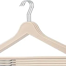 Kuber Industries 6 Pcs Plastic Wardrobe Hanger for Clothes Hanging | Lightweight & Non-Slip Cupboard Hangers with 360° Swivel Chrome Hook & Side Notches | Laundry Holder - Cream-picture-27
