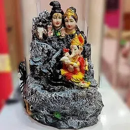 ALILA Shivpariwar Shivling Lord Shiva Shiv Water Fountain for Home Temple | Indoor Décor | LED Light Waterfall | Spiritual & Vastu Gift | Gifting Decor, 15 inches, Multicolour-picture-12