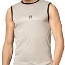 truevinto Men's Sleeveless Muscle T-Shirt, Grey & Black L-picture-16