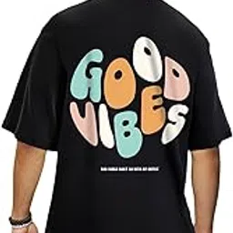 bewakoof Men's Typography 100% Cotton T-Shirt - Oversized Fit, Round Neck, Half Sleeves-picture-54