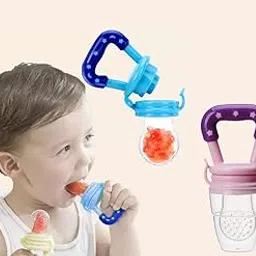 Eco Shopee SHOPPING SIMPLIFIED® Baby Fruit Feeder Pacifier Nibbler for Baby Silicone Fruit and Juice Feeder Teether for Baby Kids Nipple Pacifier for Fruits with Protective Cap Multicolor (Pack of 2)-image-47