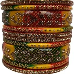 tuku's world MUZAFFARPUR FAMOUS LAH-LAC LAHTHI (BANGLE) MULTICOLOUR SET (N73) FOR WOMEN'S PACK OF-10-picture-35