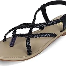 rahegas feel like stunning RAHEGAS Women’s White, Off-White & Black Sandals | Stylish Flat Sandals for Women & Girls | Comfortable Latest Flats with Braided Straps-picture-34