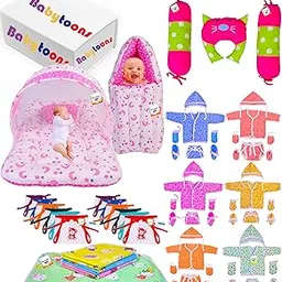 Babytoons 52 in 1 New Born Baby Products All Clothes Set & Bedding Combo (Multicolor, 0-6 Months)-image-17