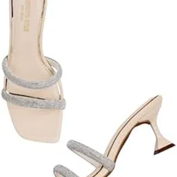 kenneth cole Women's Heel Sandal | PU Upper | Square Toe, Sparkling Double Straps, Sculpted Heel-picture-20