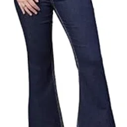 style quotient Women Dark Blue Flared Fit High Rise Stretchable Jeans-picture-28