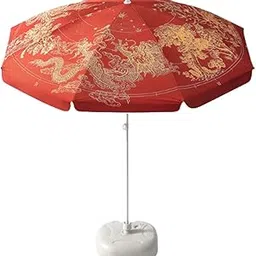 MERISHOPP Patio Umbrella Easy Installation Multipurpose Beach Umbrella for Garden Deck Red with Base-image-46