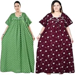 bindass female collection Plus Size Women Nighty Cotton Maxi Printed Jumbo Gown Size 5XL to 10XL (Pack of 2)-picture-12