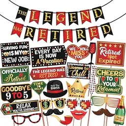 Wobbox Retirement Photo Booth Party Props Casino Theme with The Legend has Retired Bunting Banner, Retirement Party Decoration, Retirement Decoration Item-picture-19