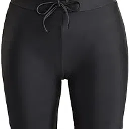 Women High Waisted Swim Shorts Tummy Control Boy Shorts Swimsuit Long Board Shorts Bathing Suit Bottoms, Black Strap, Medium-image-10